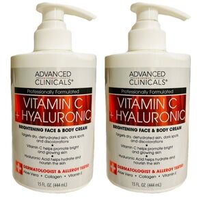 Advanced Clinicals Vitamin C + Hyaluronic Cream 15oz (2 Pack)